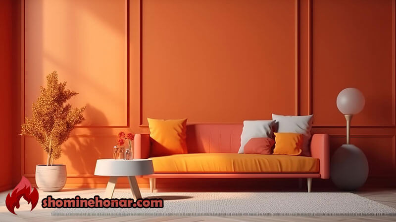 استفاده از رنگ های گرم نارنجی در پذیرایی